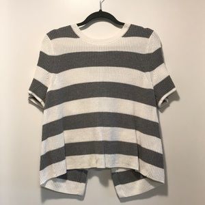 Banana Republic White/Grey Striped Sweater